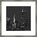 Empire State And Statue Of Liberty Ii Bw Framed Print