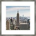 Empire State Building And Manhattan Skyline, New York City, Usa Framed Print