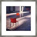 Empty Chairs At Mint Plaza Framed Print