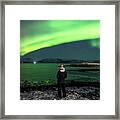 Enjoining The Northern Lights - Hofn, Iceland - Travel Photography Framed Print