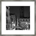 Evening Canal In Venice To The Tower Framed Print