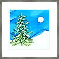 Evergreen Tree In Winter Framed Print