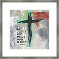 Expressionist Cross Love Mercy- Art By Linda Woods Framed Print