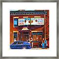 Fairmount Bagel With Blue Car Framed Print