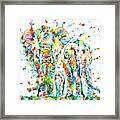 Family Of Elephants Framed Print