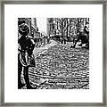 Fearless Girl And Wall Street Bull Statues 3 Bw Framed Print