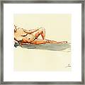 Female Nude Watercolor Framed Print