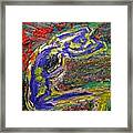 Female Washing Hair With Bold Primary Colors Textures And Expressionism Framed Print