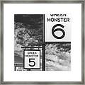 Fenway Park Green Monster Section Signs Bw Framed Print