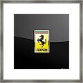 Ferrari 3d Badge- Hood Ornament On Black Framed Print