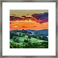 Fiery Sunset On The Farm Framed Print