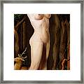 Fine Art Female Nude Niki Goddess Diana Standing Multimedia Painting Framed Print