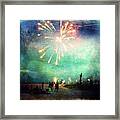 Fireworks On The Beach #beach Framed Print