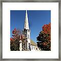 First Congregational Church And Ethan Allen Revolutionary War Patriot Statue In Manchester Vermont Framed Print