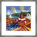 Fisherman In Boat With Gulls Painted On To Frame 3 Framed Print