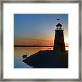 Fishing At The Lighthouse Framed Print