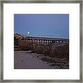 Fishing Pier At Night Framed Print