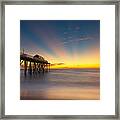 Fishing Pier Sun Rays Framed Print