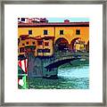 Flags At Ponte Vecchio Bridge Framed Print