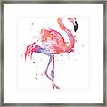 Flamingo Watercolor Facing Right Framed Print