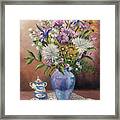 Floral With Blue Vase With Capadamonte Framed Print
