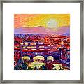 Florence Sunset Abstract Cityscape Modern Impressionist Palette Knife Painting By Ana Maria Edulescu Framed Print