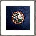 Florida State Seal Over Blue Velvet Framed Print