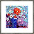 Flower Bouquet Modern Impressionistic Art Palette Knife Work Framed Print