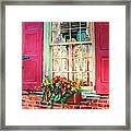 Flower Box  And Pink Shutters Framed Print