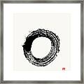 Flying White Zen Enso Circle Framed Print