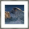 Fog Shrouded Black Oak Half Dome Yosemite Np California Framed Print