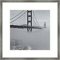 Fog Under Bridge  Bw Framed Print