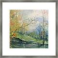 Foliage Flames On The River Framed Print