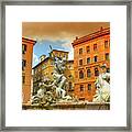 Fontana Del Nettuno, Fountain Of Neptune, Piazza Navona, Roma, Italy Framed Print