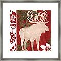 Forest Holiday Christmas Moose Framed Print