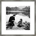 Frankenstein By The Lake With Little Girl Boris Karloff Framed Print