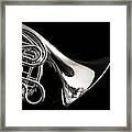 French Horn Isolated On Back Framed Print