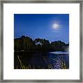 Full Moon And Water Fountain Framed Print