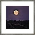 Full Moon Rising Over Silhouetted Hillside With Purple Sky 3 Framed Print