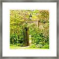 Garden Wall With Iron Gate And Lantern. Framed Print