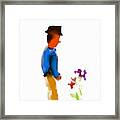 Gentleman Stops To Smell The Flowers Framed Print