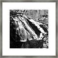 Gibbon Falls Cascade Into Gibbon River In Yellowstone National Park Black And White Framed Print
