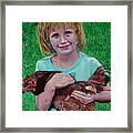 Girl And Chicken Framed Print