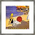 Girl On A Beach In Cattolica Rimini Italy - Vintage Travel Poster Framed Print