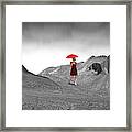 Girl With A Red Umbrella 2 Framed Print