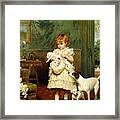 Girl With Dogs Framed Print