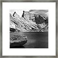 Glacial Erratic At Deep Lake Black And White Framed Print