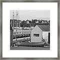 Gloucester Harbor Scene In Black And White Framed Print