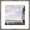 Goat Island Lighthouse And Bridge Framed Print