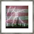 God Bless America Red White Blue Lightning Storm Framed Print